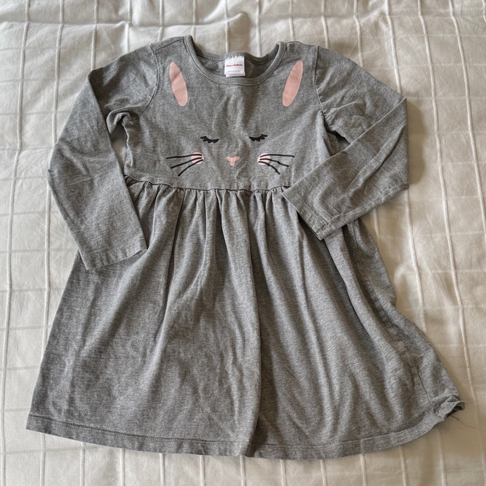 Hanna Andersson Gray Bunny Long Sleeve Dress
